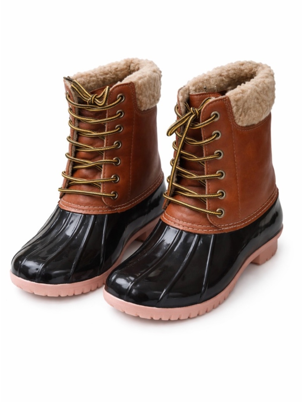 NWT Avanti Duck Boots Women’s Size 10 Waterproof Sherpa Lined Brown Pink Sole